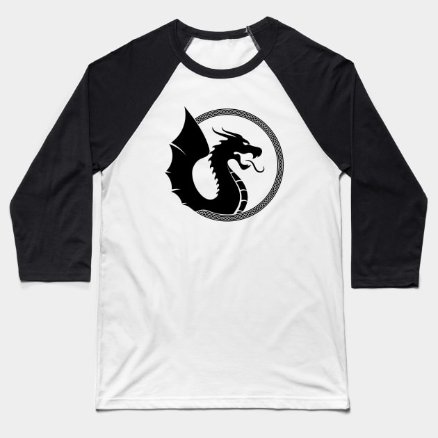 Black Dragon Baseball T-Shirt by Dingo Graphics